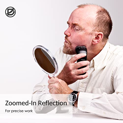 D Handheld Mirror With Handle, Hand Mirror Small Doule Sided Magnifying Mirror 1X 2X, Handle Makeup Mirror, Acrylic Handheld Mirror Rounded Shape, Transparent 1 Pcs #TOP4