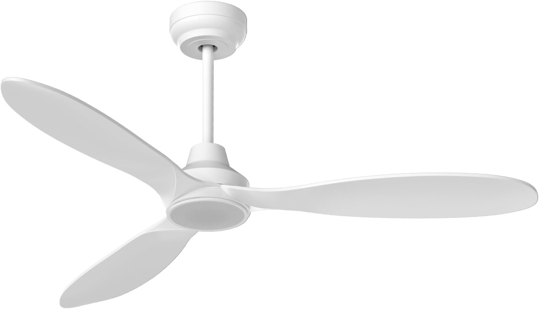 52 Inch White Ceiling Fan With Light - Quiet DC Motor, Remote Control, 3 Blades For Bedroom & Living Room
