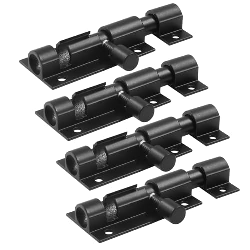 Coufce 4 Pack 2" Barrel Bolt Lock Black Slide Door Latch Lock