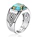BONLAVIEGEM Vintage Teal Turquoise Rings for Men 925 Sterling Silver Mens Ring Turquoise Ring Anillos de Hombre Celtic Cocktail Pinky Thumb Band for Dad Fathers' Gift Size 7