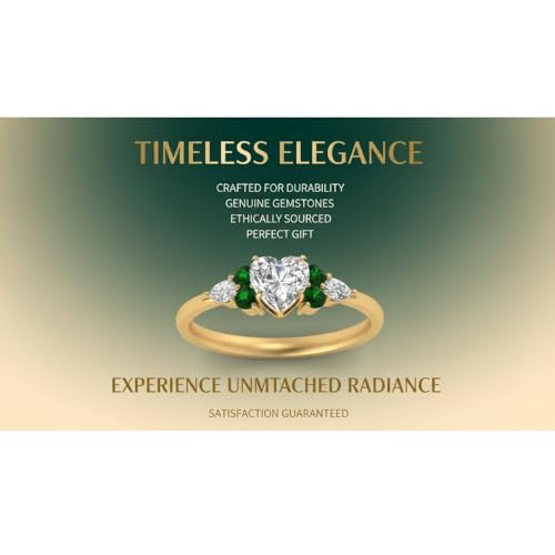 Image of Choose Your Color Heart Shape Accented 14k Yellow Gold Plated Engagement Ring Side Stone Daily Wear Chakra Healing Party Wear Birthstone Engagement Rings : US Size 4 to 12