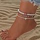 Cubahop 3PCS Böhmische Herz Fußkettchen Bunte Samenperlen Knöchel Armbänder Sommer Weiche Keramik Fuß Zubehör Schmuck für Frauen und Mädchen (Weiß)
