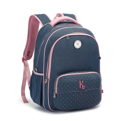 Mochila Escolar Feminina Jeans Kika Juvenil Costa Trabalho (Rosa)