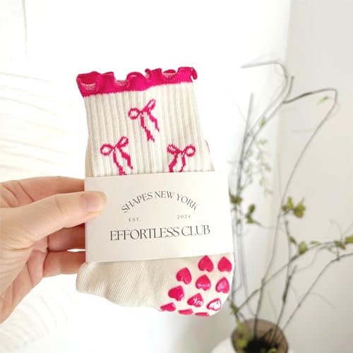 Image of Shapes Studio Half Calf Grip Socks, Cute Fruit Pilates Socks, Ruffle Socks, Non-Slip for Barre Yoga