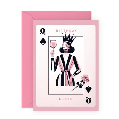 Central 23 Birthday Cards For Her - Playing Card Queen - Pretty Birthday Card For Mum Nana Wife Friend Gifts Girly - Ladies Greeting Card - Comes With Stickers