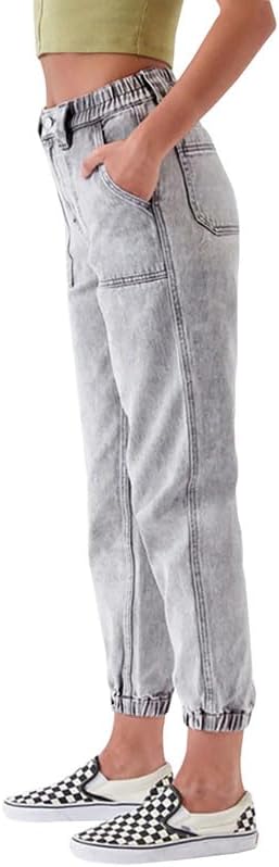 LONGYIDA Jean Joggers for Women High Waisted Drawstring Elastic Waist Stretch Denim Pants - Image 3