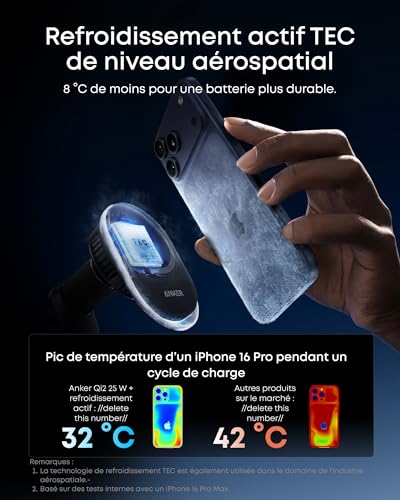 Chargeur sans fil Qi2 Anker Prime pour port allume cigare MagGo AirCool Pad - vue 4