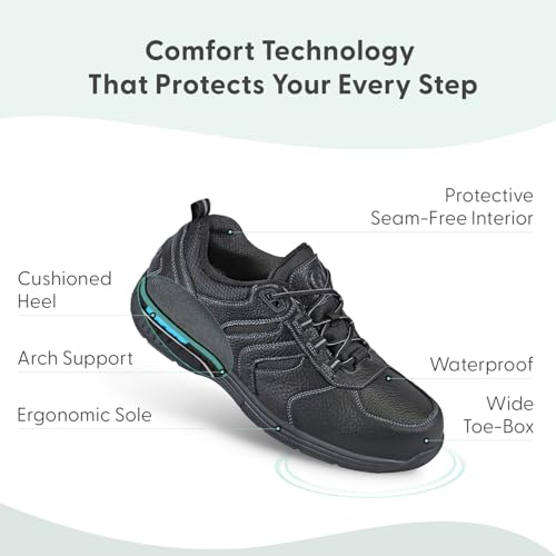 Orthofeet Men's Orthopedic Leather Pacific Palisades Waterproof Sneakers3