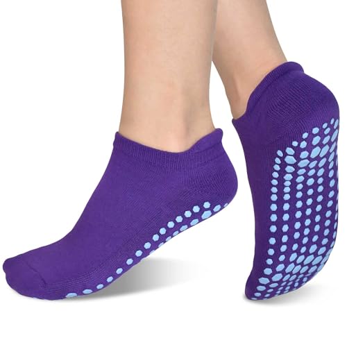 Image of ELUTONG Pilates Non Slip Grip Socks for Women 1-4 Pairs Yoga Barre Ballet Workout Hospital Grippy Sock