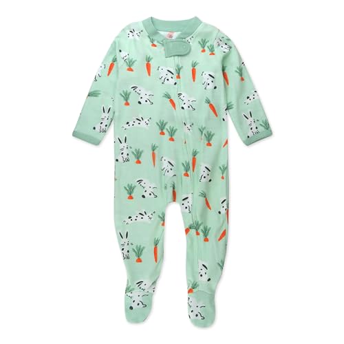 Image of HonestBaby Classics Sleep & Play Footed One-Piece Pajama Sleeper 100% Organic Cotton, Dalmatian Bunny, 0-3 Months