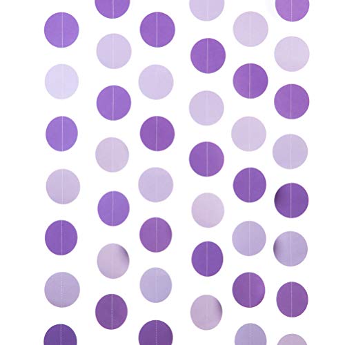 image for WEVEN Purple Lavender Paper Garland Circle Dots Party Garland Streamer
