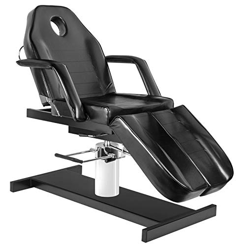 Activeshop 210C Pedi Kosmetikliege Massageliege Massagetisch Massagestuhl Schwarz bis 150 kg belastbar Premium-PU-Leder 180 x 63 x (64-80) cm (L x W x H)
