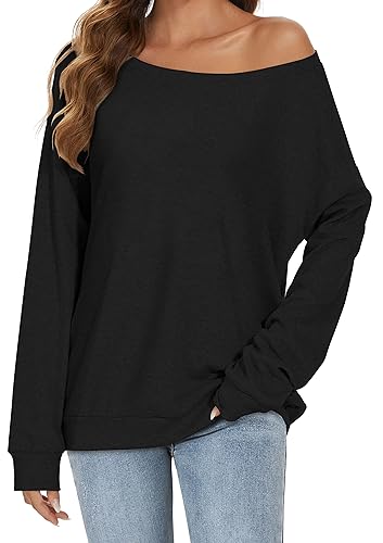 Gosunny Top sin hombros para mujer, de manga larga, suéter casual elegante, blusa, XXL