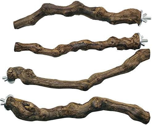 Allazone 5 PCS Bird Perch Natural Grape Stick Bird Standing Stick Swing Chewing Bird Toys Natural Grapevine Bird Cage Perch For Parrot Cages Toy for Cockatiels, Parakeets, Finches