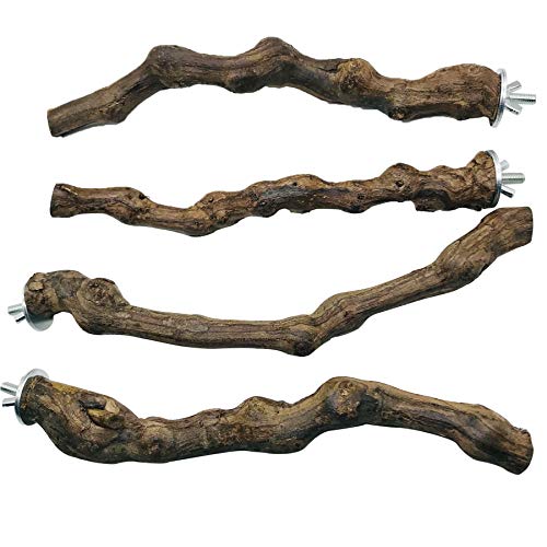 Image of 5 PCS Natural Grape Stick Perch Swing Chewing Toys for Parrot Cages, Cockatiels, Parakeets, Finches - Bird Standing Stick