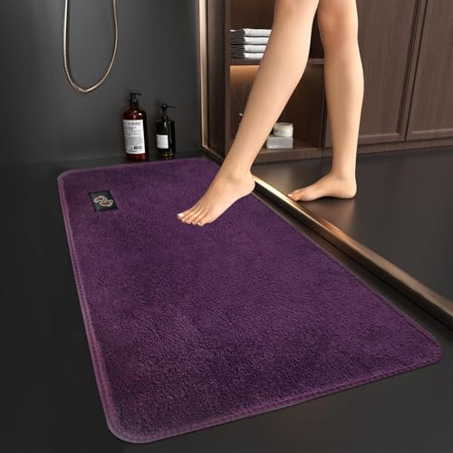 Soft Microfiber Non Slip Mat Shaggy Bathroom Rug, Super Absorbent Machine Washable Bath Mat | Quick Dry Carpet, Great for Bath, Shower, Bedroom, Door Mat, Plum - 50 x 80 cm - Cosy Home Interiors Soft Microfiber Non Slip Mat Shaggy Bathroom Rug, Super Absorbent Machine Washable Bath Mat | Quick Dry Carpet, Great for Bath, Shower, Bedroom, Door Mat, Plum - 50 x 80 cm