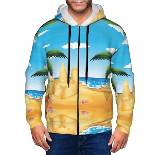Sweat à capuche pour homme zippé confortable avec cordon de serrage