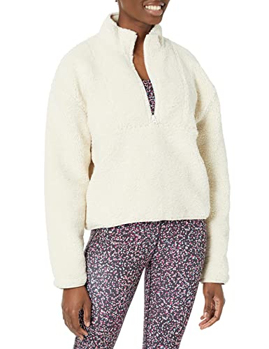 Bandier SJ-SJB10044-The Holly Half Zip Sweatshirt-Cream Sherpa-L