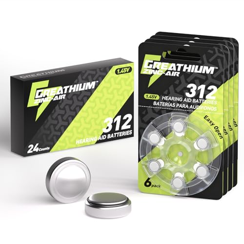 Greathium Hearing Aid Batteries Size 312, 24 Pack, 1.45V Zin