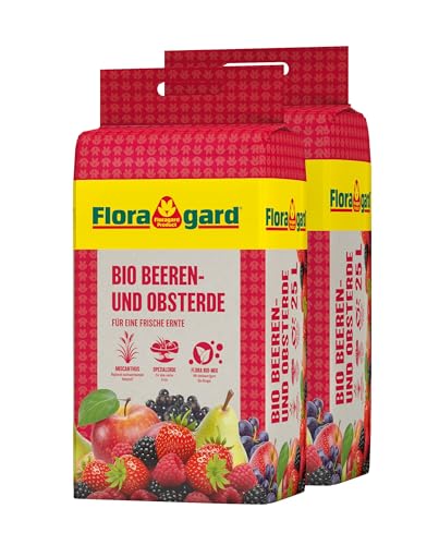Floragard Bio Obst- & Beerenerde 50 L (2×25 L) nährstoffreiche pH-angepasste Pflanzerde für Beerenpflanzen & Obstgehölze lockere Struktur für Starke Wurzeln kräftiges Wachstum & hohe Erträge