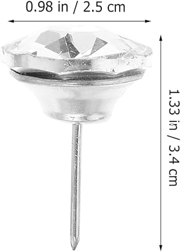 Miniatura 2 de Amosfun Tapicería con botones para tacos, cabecero de muebles de diamante, forma de diamante, 0.984 in, cristal duradero, clavos para cabecero,