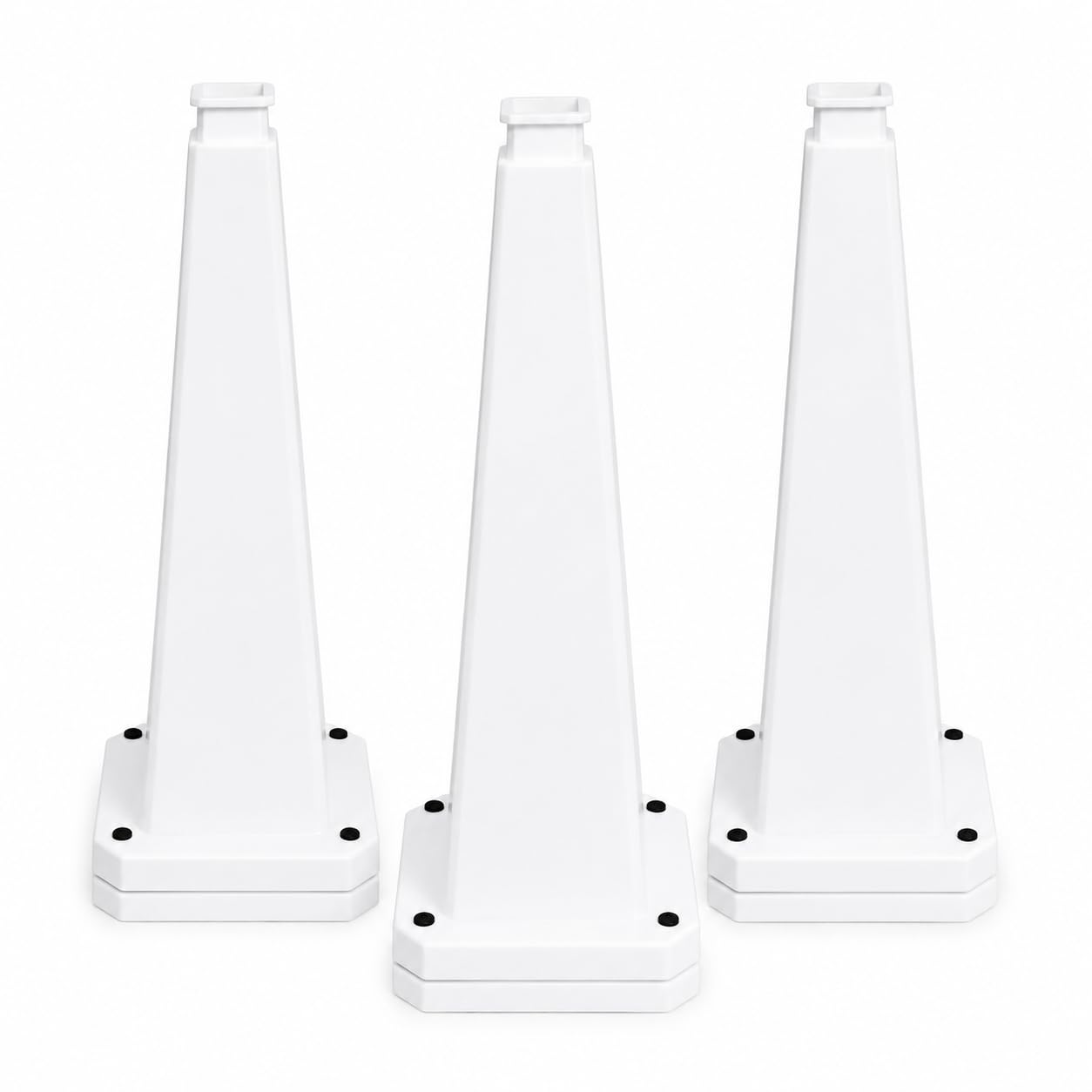 Cono de Seguridad, 71 cm, Cono de Señalización Pesado con Base Lestada, Alta Estabilidad para Parkings, Obras y Eventos, Sin Impresión (Blanco, 6unidades)