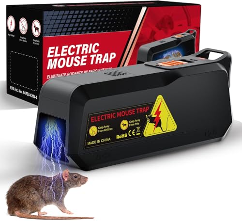 Rattenfalle Elektrisch,Jkevow Elektrische Mausefalle 2000V leistungsstarke Spannung um Ratten Sofort zu Töten,Mausfallen für Drinnen,Küche - Wirksam für Kleine Mäuse