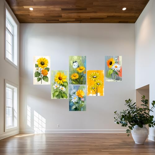 Image of SiddArtify Floral Wall Art Prints Set - Botanical Flower Poster Decor for Living Room Bedroom Office - 8x12 inch Board Pack of 6