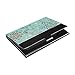 Seamless Small Stylish Flowers on Turquoise Background Business Card Holder Leather, Slim Credit Card Case Stainless Steel Wallet for Women and Men Unisex Business Card Holder