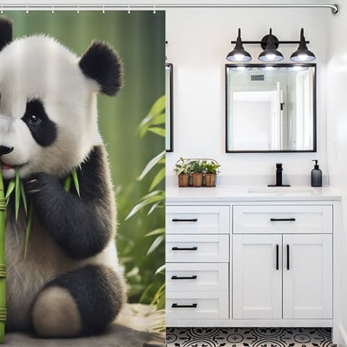Rideau de douche Panda en tissu polyester imperméable - 152x183cm - 5