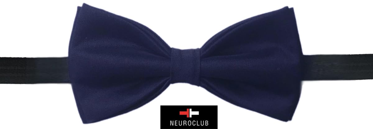 NEUROCLUB Bow Tie for Men Classic Solid Color Pre-Tied Satin FoTuxedo Bowtie Adjustable Length Clip on Design for Adults Elegant Double Fold Ties for Boys and Men’s (Neavy Blue) - Image 5 thumbnail
