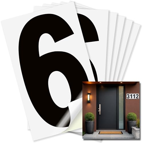 iSYFIX Black Vinyl Number 6 Stickers, White Background, 6 Inch, 6 Pack