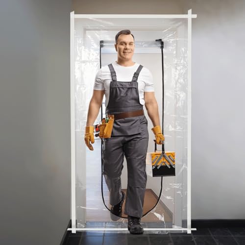 BigKing Staubdichte Tür mit Reißverschluss, U-förmig, transparente Abdeckung, 220 × 110 cm, Anti-Staub-Folie für Heimdekoration, Renovierung und Neubau (1 Stück, transparent)