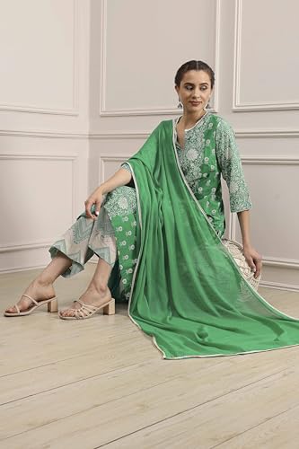 Image of BIBA Womens Kurta, Bottom, Dupatta
