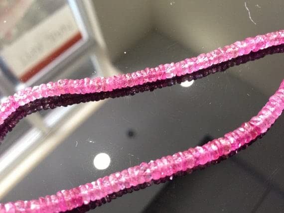 Saphir rose perles rondelles facettées 4mm pour création de bijoux uniques - Lot de 20