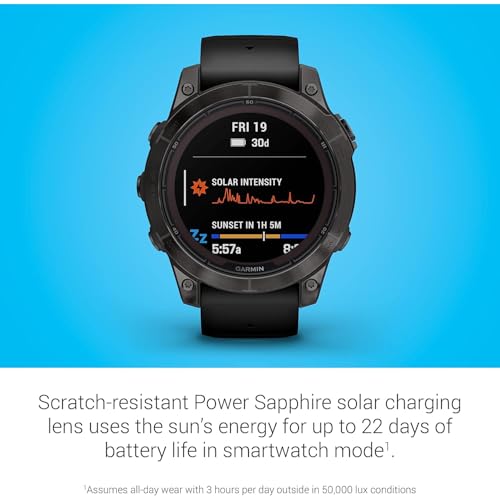 Garmin Fenix 7 Pro Sapphire Solar, GPS Smartwatch, Built-in Flashlight (Black) Bundle with 2 Year Enhanced Protection Pack - Image 6