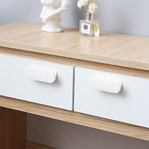 Image of Adhesive Cabinet Handles, Self-Stick Instant Cabinet Handles Alloy No Drilling Push Pull Handles Helper for Kitchen Cabinet Drawer Window Sliding Closet (White, 2 Pcs)