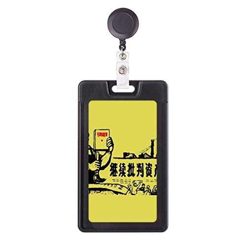 Étui rétractable pour badge rouge avec enrouleur motif ouvrier paysan chinois