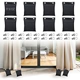 Apipi Pre-Filled 17.6 oz Outdoor Curtain Weights- 8 Pack Wind Resistant Oxford Weight Bags with Glass Beads Filling & Stainless Steel Clips, Heavy Duty Drapery Weights for Patio/Gazebo (5' × 6')
