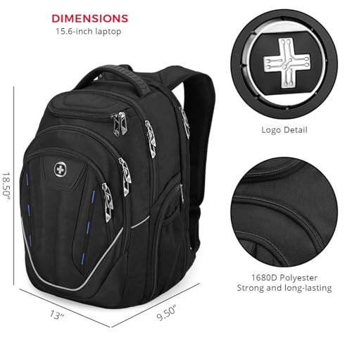 Swissdigital Design TSA-Friendly Large Backpack, Business Laptop Backpack for Men with USB Charging Port/RFID Protection (TERABYTE J16BT-1) One Nation One World3
