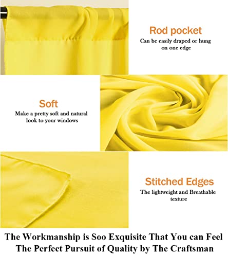 Chiffon Backdrop Curtain 29"X120" 2Pc Chiffon Curtain Panels Chiffon Window Curtains Colorful Sheer Curtains Tulle Sheer Curtains Sheer Voile Fabric Chiffon Overlay Wedding (Yellow, 29X120-Inch) #TOP4