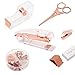 Produktbild Büro Zubehör Set Rosegold, DaizySight Bürobedarf Aesthetic Deko - mit Tacker Heftklammern, Tesafilm Abroller, Mini Entklammerer, Schere, Pinnadeln, Büroklammern, Schule Sachen Schreibtisch Utensilien