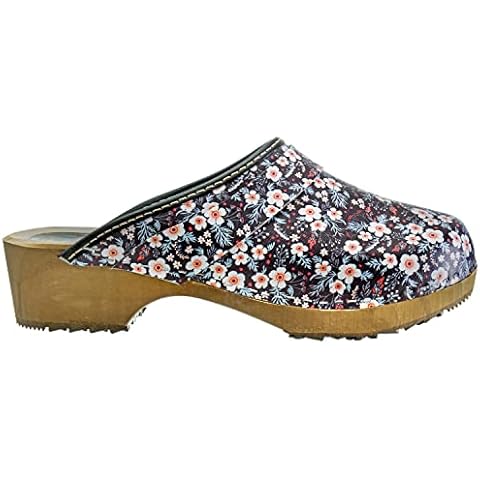 ESTRO Zuecos de Madera para Mujer CDL06 (Flores, 39) Cover