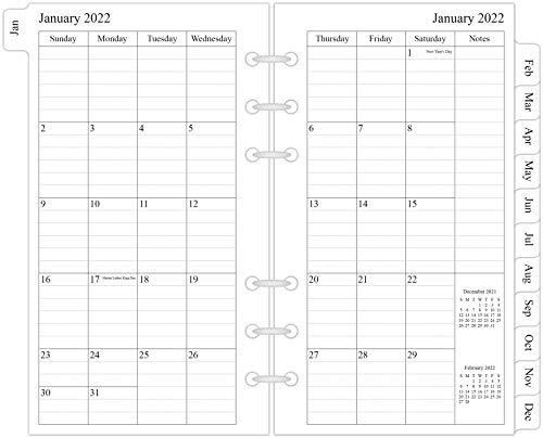 2022 Monthly Planner Refill, 3-3/4&…