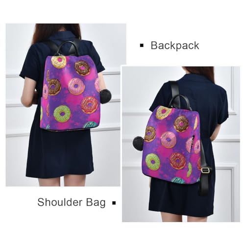Mochila antirrobo con donas de dibujos animados para mujer con bolsillo trasero 7