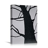 SIGNWIN Canvas Wall Art Silhouette of Winter Tall Trees Nature Forest Illustrations Abstract Modern Scenic Dramatic Black and White for Living Room, Bedroom, Office - 12x18 inches