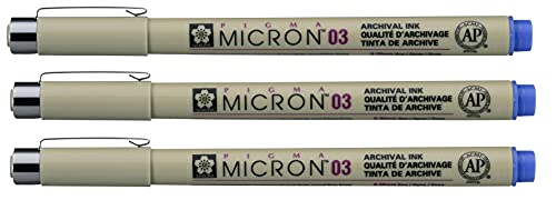 Sakura of America SAKXSDK03.36 Pigma Micron - Bolígrafo (0,35 mm) Paquete de 3 unidades de color azul