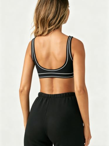 Image of Sports Bras for Women Scoop Neck Wireless Padded Bra Workout Running Yoga Bras Crop Tank Top