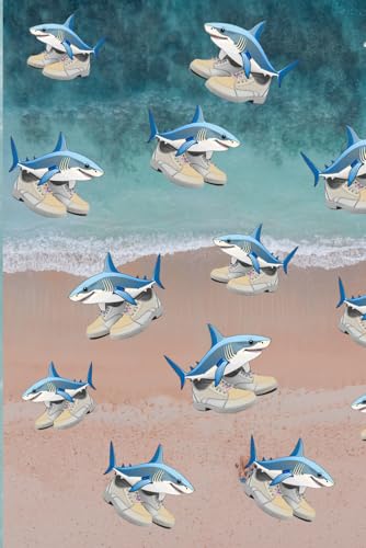 Notebook with sharks: | 90 pages | 6 x 9 inch | Funny For School | Aesthetic | Cute | For Math | Shark in shoes | Balerina Capuccina