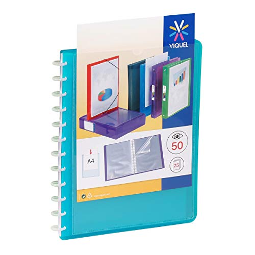 Viquel - Porte-Vues Reliure 50 Vues avec Pochettes Amovibles GEODE Format A4 Bleu